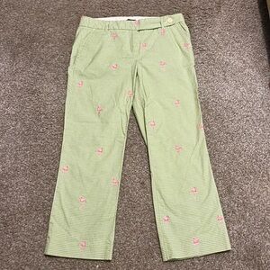 J. Crew Cropped Striped With Flamingo Detailing Dress Pants Size 2